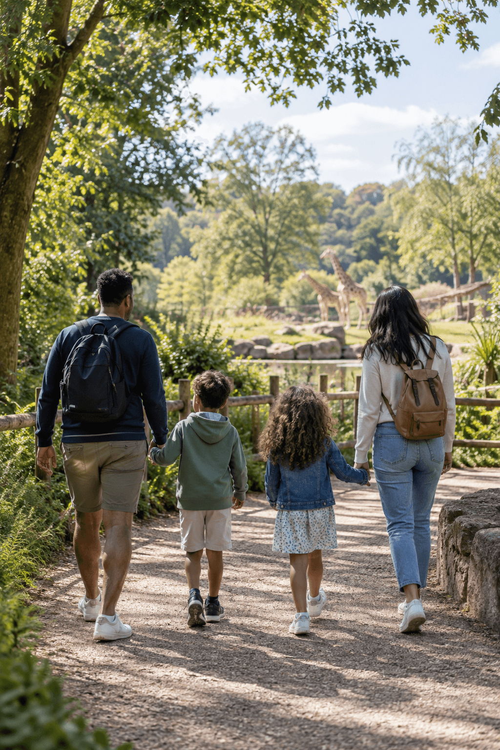 Family visiting a wildlife park together
